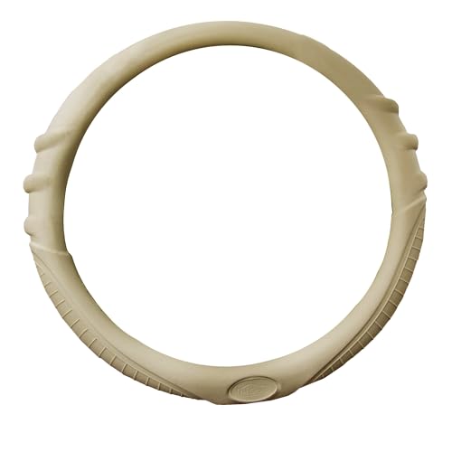 Image of FH Group Universal Fit Silicone with Grip and Pattern Massaging Grip Steering Wheel Cover Fits Most Cars, SUVs, Trucks, and Vans Beige