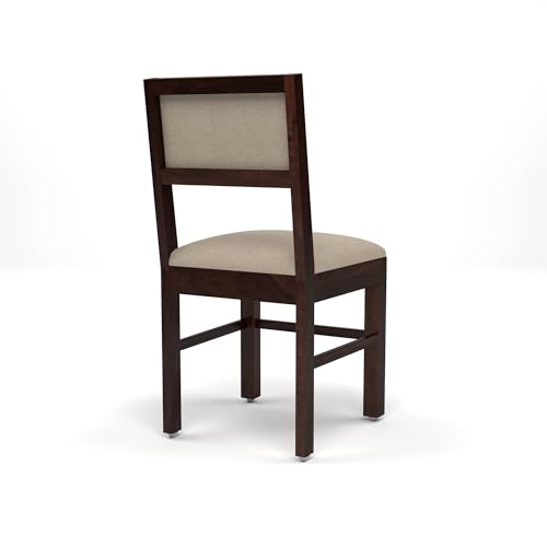 Image of 45 Inch Length Solid Sheesham Wood 4 Seater Dining Table Set | Four Seater Dinner Table with 4 Cushions Chairs|Dinning Table Set 4 Seater for Living Room | Wooden Table & Chair Set, Walnut Finish