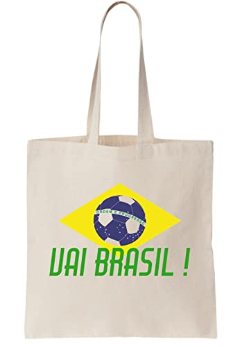 Sac fourre-tout en toile avec drapeau du Brésil Let's Go de l'équipe nationale du Brésil, naturel