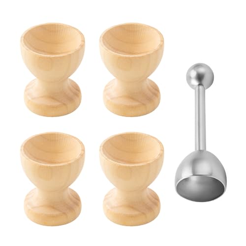Lot de 4 étagères de rangement pour œufs et 1 ouvre-œuf, coquetier intéressant, coquetier rond en bois, accessoires de création DIY, décoration de cuisine