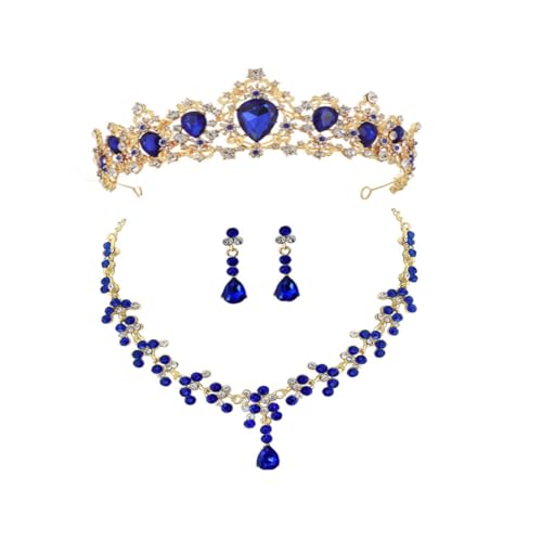 Boucles d'oreilles de mariée strass et couronne de reine rouge