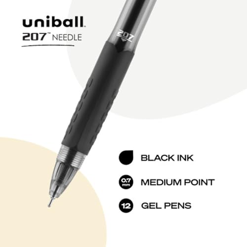 uni-ball 207 Retractable Gel Pens Medium Point, 0.7mm, Black, 12 Pack - Image 3