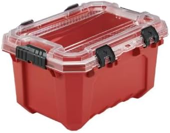 5-Gallon Professional Heavy-Duty Waterproof Stackable Plastic Storage Container with Hinged Lid in Red YI26525