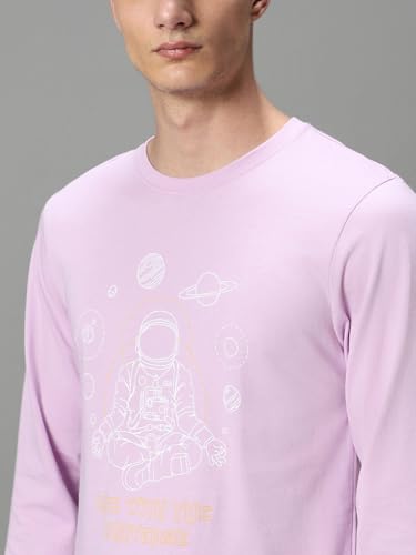 Image of Bewakoof Men's Graphic Printed 100% Cotton T-Shirt - Regular Fit, Round Neck, Full Sleeves