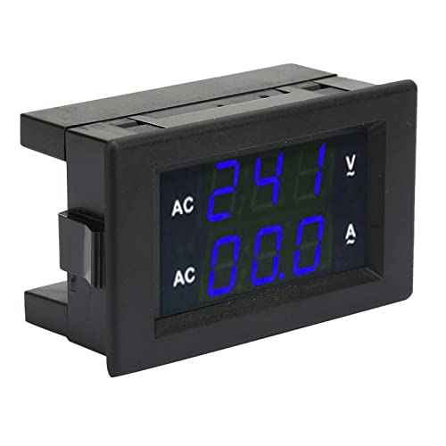 Voltímetro AC Panel LED Digital LED Volt Amperímetro Pantalla Voltaje Medidor de Corriente Mini Amperímetro AC 100V 300V 50A para Vehículos de Automóviles Velero (azul) Cover