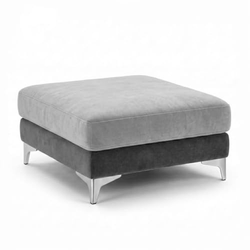 Image of Romeo Rich 4 Seater L Shape Sofa Set with Movable Ottomans | Flexible Layout | Velvet Suede Fabric | Golden Aesthetic Legs | Dual Tone Modern Sofa for Living Room (Dark Grey-Light Grey)