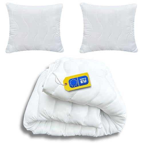 IN WOHO Juego de cama para las 4 estaciones: edredón transpirable y antialérgico de 135 x 200 cm + 2 fundas de almohada de 80 x 80 cm, acogedor y cálido, certificado Öko-Tex Standard, fabricado en la
