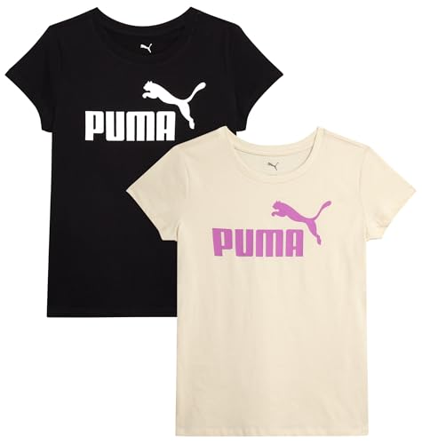 Image of PUMA Girls T Shirts - 2 Pack Short Sleeve Logo Graphic Tees - Casual Everyday Athletic Shirts for Girls (Sizes: S-XL)
