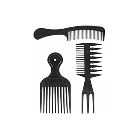 BITALY 3pcs Set Hairdressing Styling Hair Care Comb Grooming Cutting Barber Hairbrushes Black And Brown Color (Black) Cover