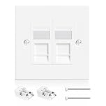 VCELINK RJ45 Socket Cat6 Ethernet Wall Socket Double Port Faceplate Flat Wall Plate for CAT6/CAT5E/CAT5 Network Cable with Keystone Jack Modular 1 Pack