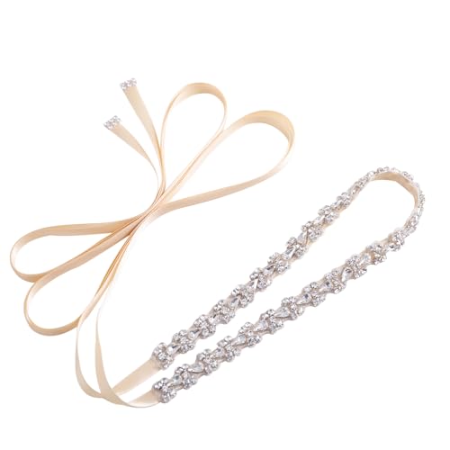 Bridal Belt with Crystal Rhinestones,Wedding Dress Belt Sash Thin Beads Sash for Wedding Bridesmaid Gown