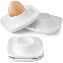 4 PCS Ceramic Egg Cups, White Hard Boiled Egg Holders for Restaurant, Kitchen and Parties for Breakfast, Serving and MealSquare