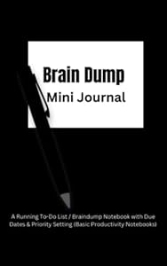 Brain Dump Mini Journal: A Running To-Do List / Braindump Notebook small size with Due Dates & Priority Setting (Basic Productivity Notebooks)