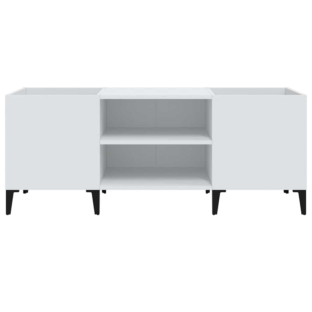 Armadio in legno bianco, 121 x 38 x 48 cm, con gambe in metallo, spazio per dischi in vinile, armadio versatile per soggiorno, ufficio, conservazione e organizzazione