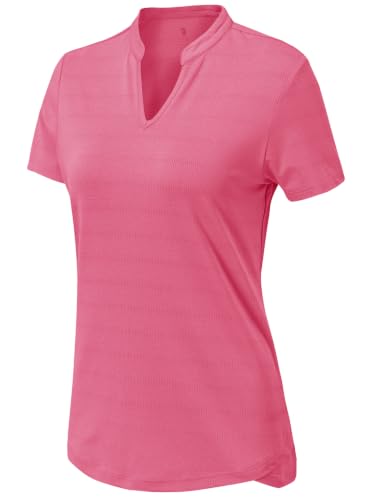 Image of Gopune Women's V Neck Golf Polo Shirts Collarless Short Sleeve Lightweight Quick Dry Tennis Running T-Shirts