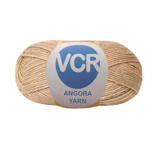 Image of VCR Sand Color Angora Knitting Yarn, Pack of 1, 100 Grams Hank, 256 Meters Length, 80% Flurry - 20% Acrylic Polyamide Soft Ball for Crochet and Knitting, Suitable for Baby Blankets, Cushion Covers