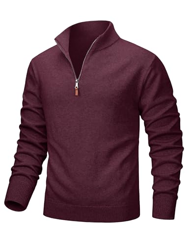 Image of MAGCOMSEN Men's Quarter Zip Pullover Lightweight Mock Neck Polo Sweater Long Sleeve Warm Fall Winter Pullover Sweaters