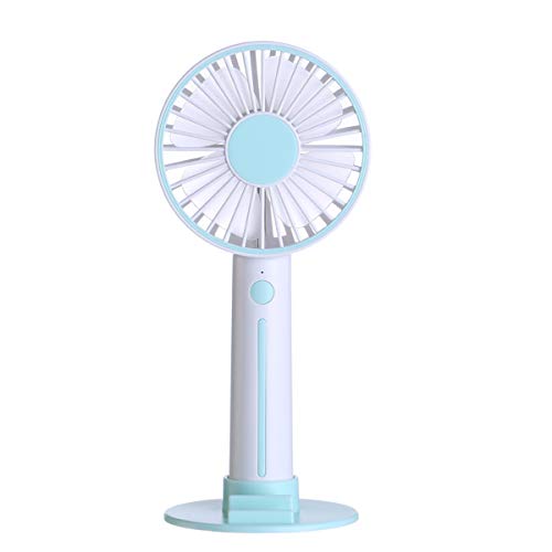 Mini Tragbare Handheld Fan USB Rechargebale Desktop Fan Mit Handy Stift Halter Make-Up Spiegel-Blau