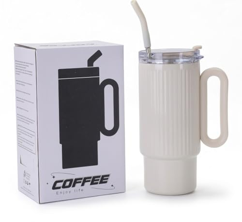 Image of HomeCloud Insulated Coffee Tumbler with Lid - Double Wall Travel Mug for Hot & Cold Drinks, Leak-Proof, Durable, Portable, Stylish Stainless Steel Design (White)