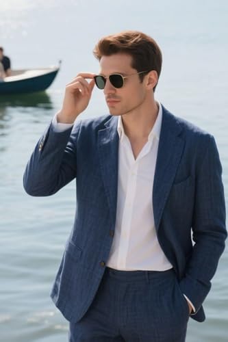 Men's 2 Piece Suit Slim Fit Suits for Men Two Button Blazer Formal Business Jacket Suit for Wedding Prom Party Dinner2