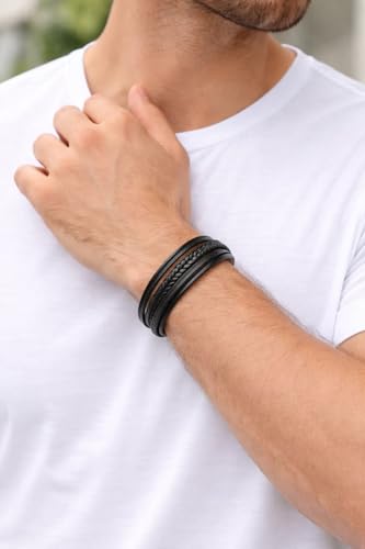 Image of Contemporary Casual Braided Leather Bracelet For Men /Boy's