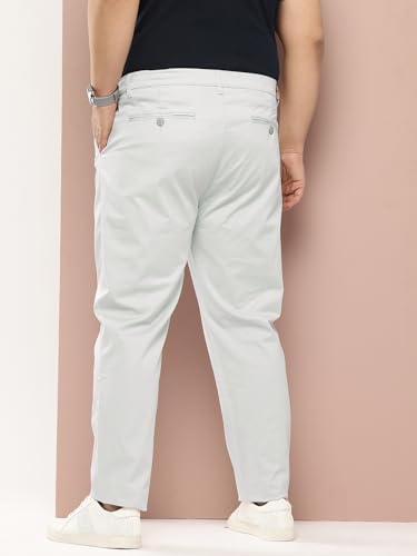 Image of Thomas Scott Men's Smart Plus Size Regular Fit Solid 100% Cotton Chinos Trouser with 4 Pockets | Woven Casual Pants