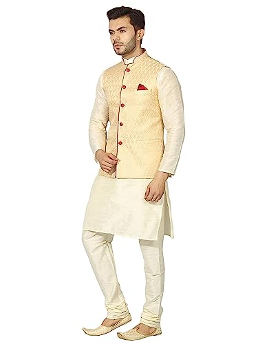 Image of Mens Kurta Pyjama Set with Designer Ethnic Nehru Jacket