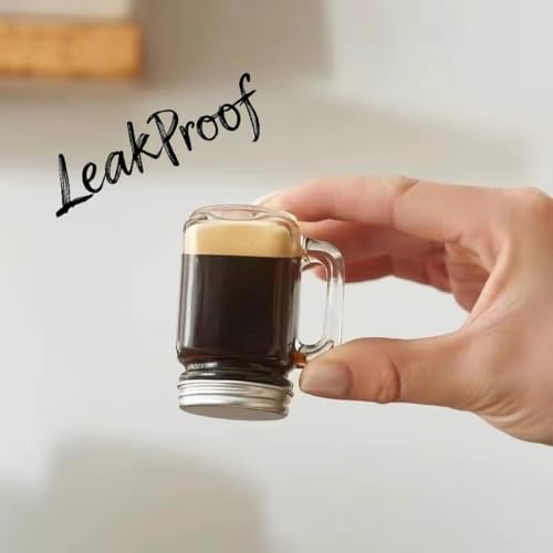 Image of STORE 2508 Mini Glass Mason Jars with Handles, 40ml, Pack of 6 | Six 40 ml glass jars include handles and metal lids for espresso shots, wellness shots, spices, crafts and party favours.