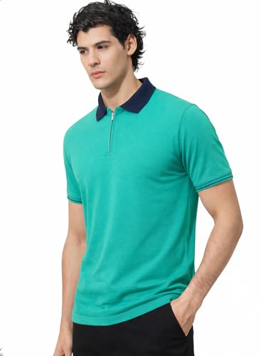 Image of Mens Premium Cotton Polo T-Shirt | 220 GSM Soft Fabric | Casual Stylish Look | Zipper Polo Design Snow White Polo T Shirt | Polo Tshirt for All-Day Wear