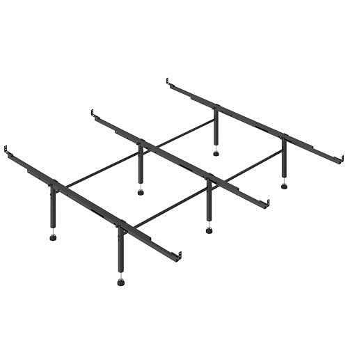 Debercu Bed Frame Support System - 3 Cross Rails and 6 Adjustable Legs Universal Strong Center Support Beams for Full Queen and King California King Metal/Wood/Upholstered Bed