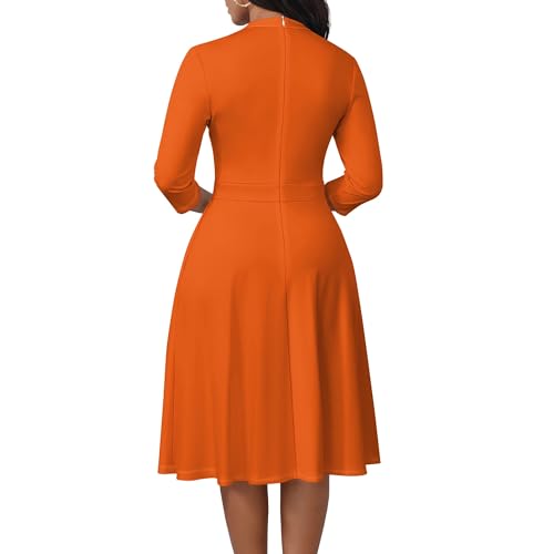 Image of PinkPatty Women's Casual A-line Midi Dresses 3 /4 Sleeve V Neck Fit and Flare Dress with Pockets