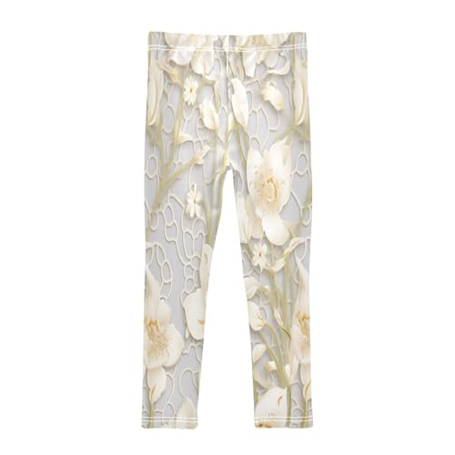 Bolaz Toddler Girls Leggings Printed Yoga Pants Leggings White Line Flower for Kids2