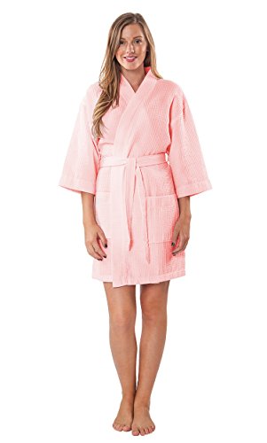 Image of Turquaz Lightweight Short Robes For Women Waffle Kimono Bathrobe - Soft, Fast-Drying, Long-Lasting Cotton Blend