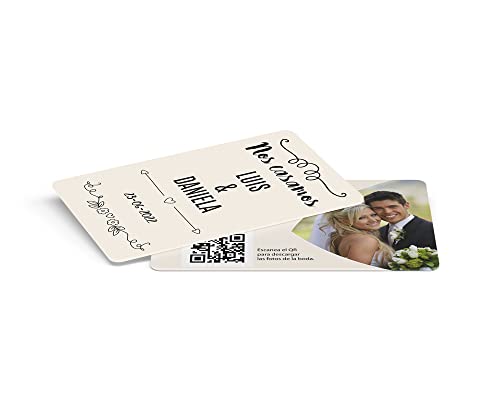akrocard - PACK 20 INVITACIONES PERSONALIZADAS en TARJETA PVC - Detalles para Boda, invitaciones personalizadas originales - invitacion personalizada con fotografia + sobres(NOS CASAMOS -modelo1)