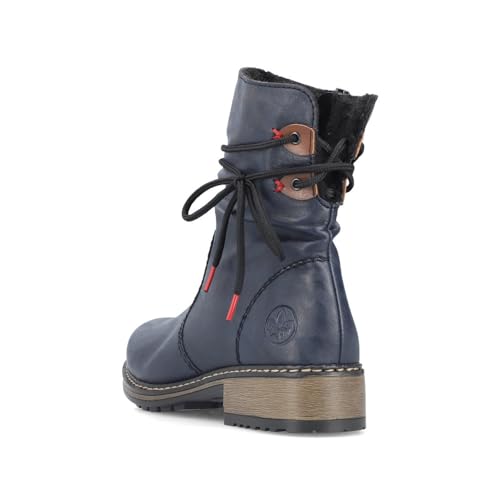 Rieker Damen Biker Boots Z68M1, Frauen Stiefeletten,Winterschuhe,gefüttert,Stiefel,Bootee,Booties,halbstiefel,Kurzstiefel,blau (14),40 EU / 6.5 UK