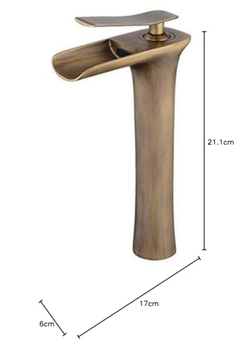 Miniatura 7 de Beelee Bl9009ha Centerset De Una Sola Manija Cascada Grifo Tall Grifo Del Fregadero Del Cuarto De Baño, Acabado De Latón Antiguo