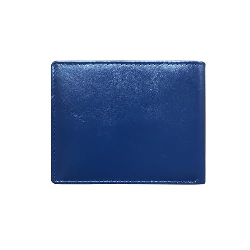Balona Genuine Leather Anti-Theft RFID-Blocking Bifold Three Compartment Wallet Slim Fit Credit Card Case for Men (Navy Blue - Card)2