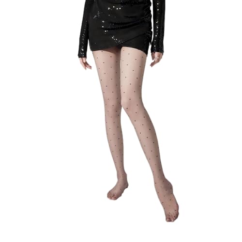 Image of Black & White Polka Dot Tights for Women - Funky Patterned Tights, Sheer & Stretchy, Retro Style, Perfect for Party, Dance, or Casual Wear