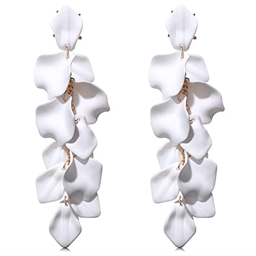 Long Acrylic Rose Petal Earrings Dangle Exaggerated Flower Statement Floral Tassel Drop Earrings for Women Party, Daily Wear