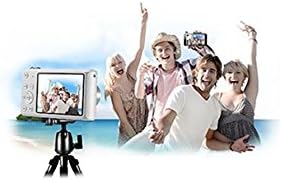 Group of people posing for a selfie with the camera on a tripod, using the front LCD