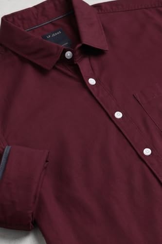 Image of Louis Philippe Men's Cotton Slim Fit Over Dyed Color Depth Comfortable and Durable Soft Handfeel Full Sleeve Solid Casual Shirt