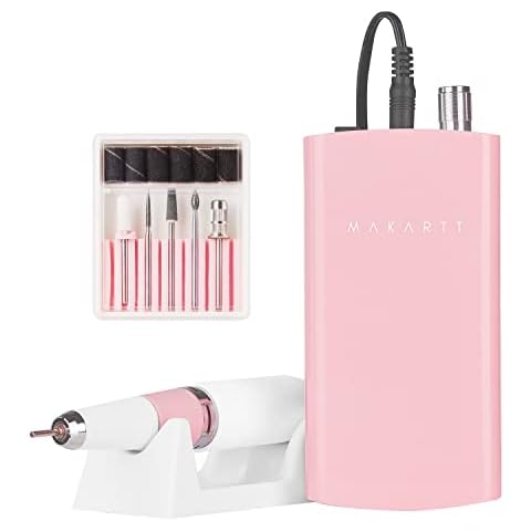 Makartt Nail Drill Professional, Rechargeable Nail E File 30000RPM Electric Nail Drill, Malory Pink Portable Gel Nail Remover Machine with Nail Drill Bits & Sanding Bands for Manicure Salon Home Use Cover