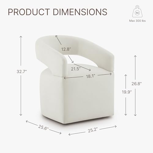 Image of KISLOT Upholstered Dining Chairs Set of 1 with Casters, White