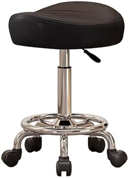 Rolling Stool Chair with Wheels - Adjustable Height 48-58 cm, 360 Degree Swivel Swan Chair for Beauty Salon, Tattoo, and Hairstyling Work