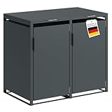 STEELSØN Thoria Mülltonnenbox 2er bis 240L – Mülltonnenverkleidung aus Stahl in Anthrazit – hochwertige Müllcontainer für 2 Tonnen – Müllbox wetterfest – UV-beständige Gerätebox/Mülltonnen Box