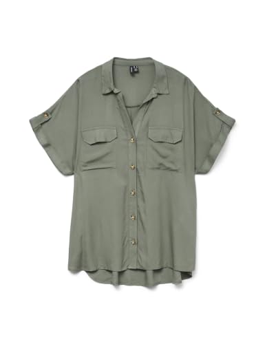 VERO MODA Damen VMBUMPY S/S Shirt WVN GA NOOS Kurzarmbluse, Grün, L – Ansicht 1