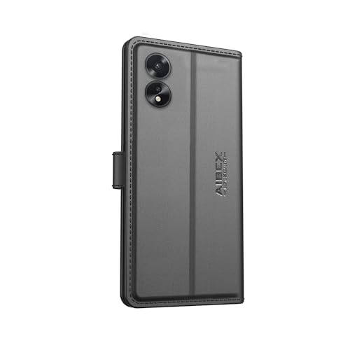 Image of AIBEX Compatible for Oppo A18 4G / Oppo A38 4G Flip Cover Leather Finish | Inside TPU with Card Pockets | Wallet Stand | Complete Protection Flip Case - Black