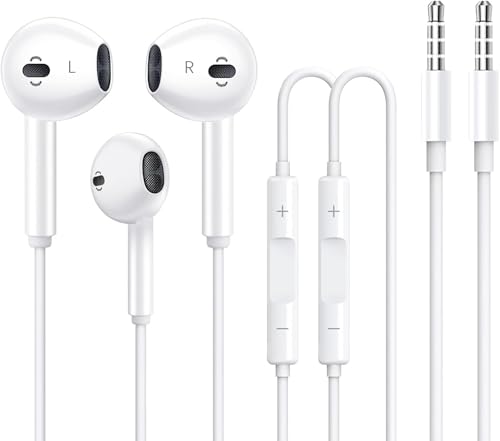 2 Pack-Apple Earbuds/iPhone Headphones/Earphones with 3.5mm Plug [Apple MFi Certified] Built-inMicrophone&Volume Control Compatible with iPhone/Pad/Android/Computer/MP3/4 and Other 3.5mm Jack Devices