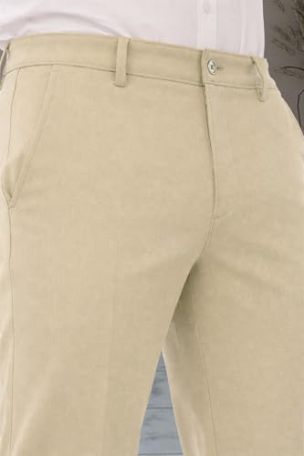 Image of SaintX Men's Formal Slim Fit Trouser | Twill Weave Premium 4-Way Stretchable High GSM Fabric Pants | Textured Classic & Modern Styled Chinos | Business Casual Office /Anytime Wear