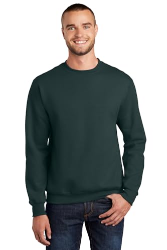 Port & Co TALL Essential Fleece Crewneck Sweatshirt-PCPC90T-4XLT-Dark Green